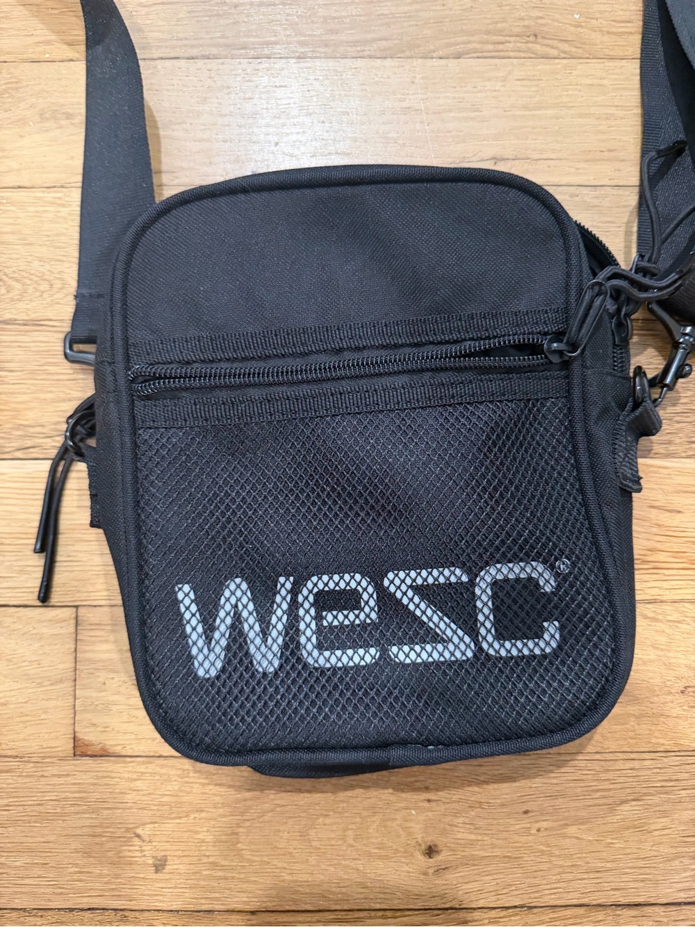 Wesc Black Mesh Front Crossbody Messenger Bag